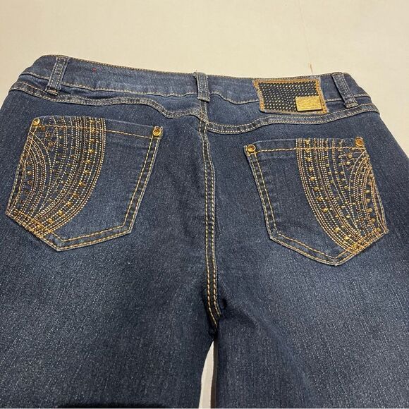 One5one Women's Blue Jeans Blue 5 Pocket Embellished Size 8 - Picture 7 of 10